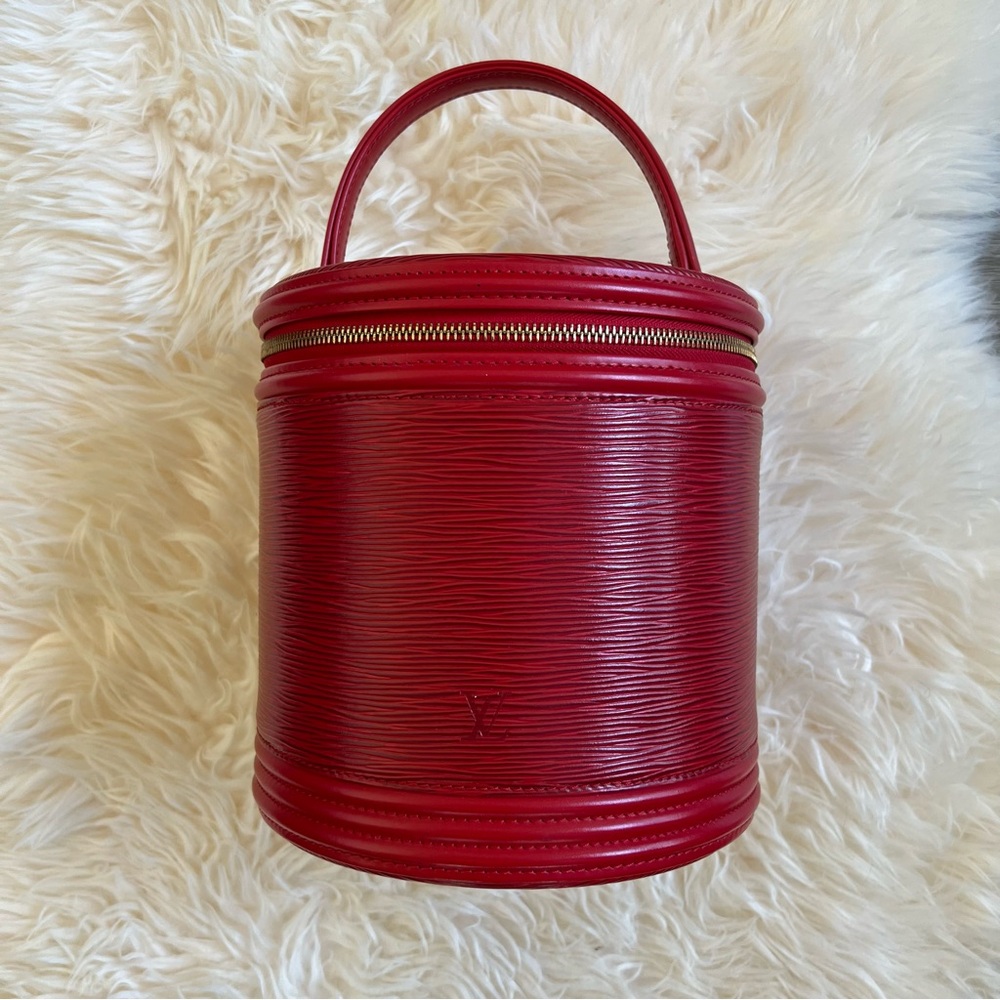 Louis Vuitton Red Cosmetic Bag with Textured Leather